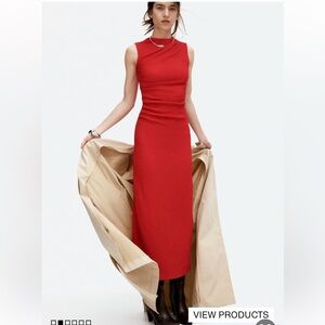 Elegant Red Sleeveless Maxi Body Con Dress